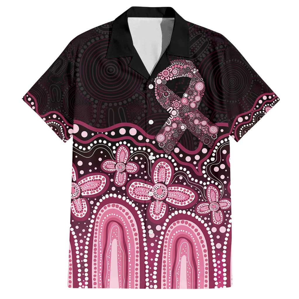 Australia Indigenous Personalized Family Matching Summer Maxi Dress and Hawaiian Shirt Aboriginal Pink Ribbon Art