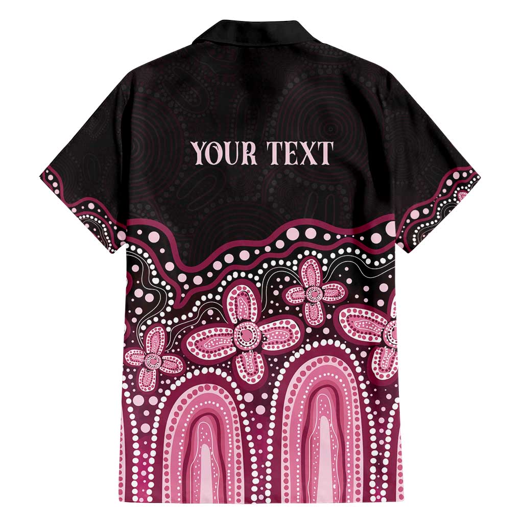 Australia Indigenous Personalized Family Matching Summer Maxi Dress and Hawaiian Shirt Aboriginal Pink Ribbon Art