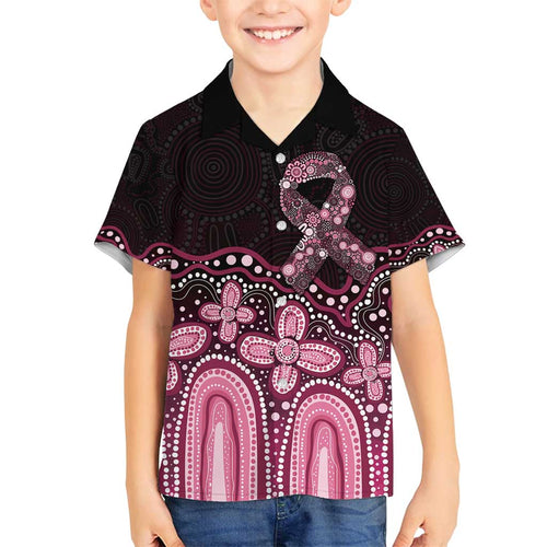 Australia Indigenous Personalized Family Matching Summer Maxi Dress and Hawaiian Shirt Aboriginal Pink Ribbon Art