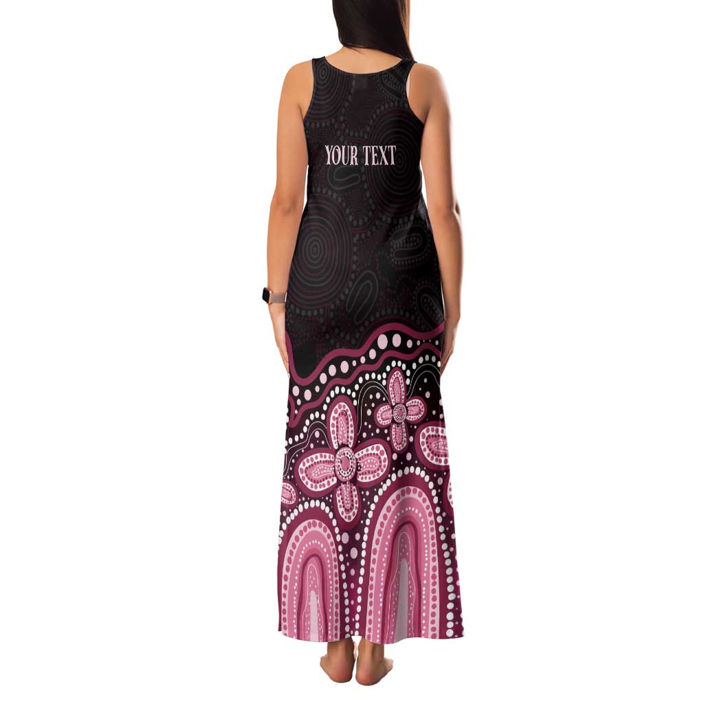 Australia Indigenous Personalized Family Matching Tank Maxi Dress and Hawaiian Shirt Aboriginal Pink Ribbon Art