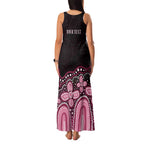 Australia Indigenous Personalized Family Matching Tank Maxi Dress and Hawaiian Shirt Aboriginal Pink Ribbon Art