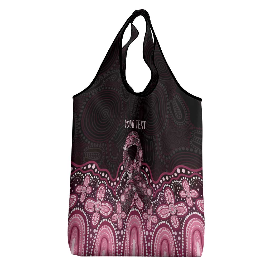 Australia Indigenous Personalized Grocery Bag Aboriginal Pink Ribbon Art