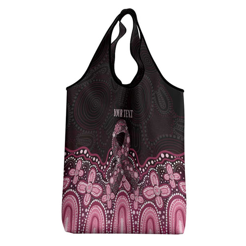 Australia Indigenous Personalized Grocery Bag Aboriginal Pink Ribbon Art