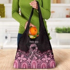 Australia Indigenous Personalized Grocery Bag Aboriginal Pink Ribbon Art