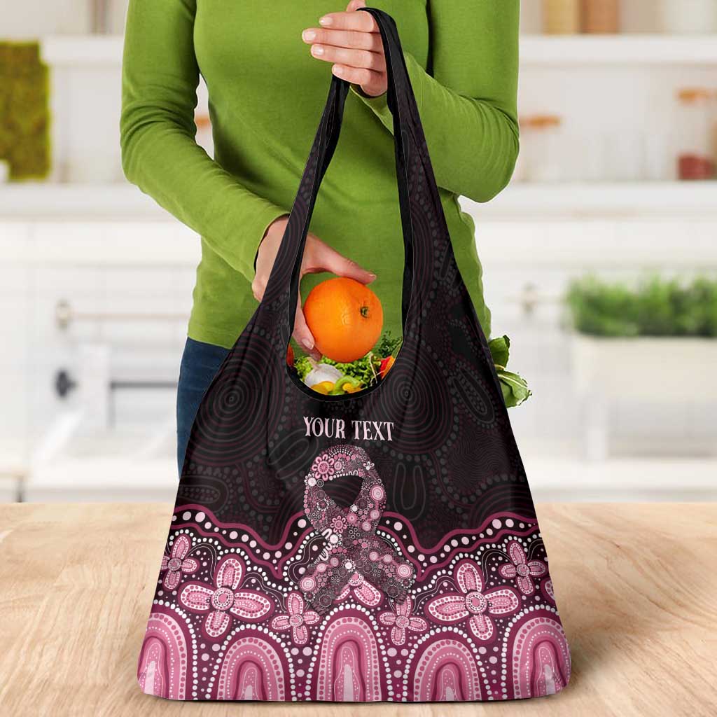 Australia Indigenous Personalized Grocery Bag Aboriginal Pink Ribbon Art