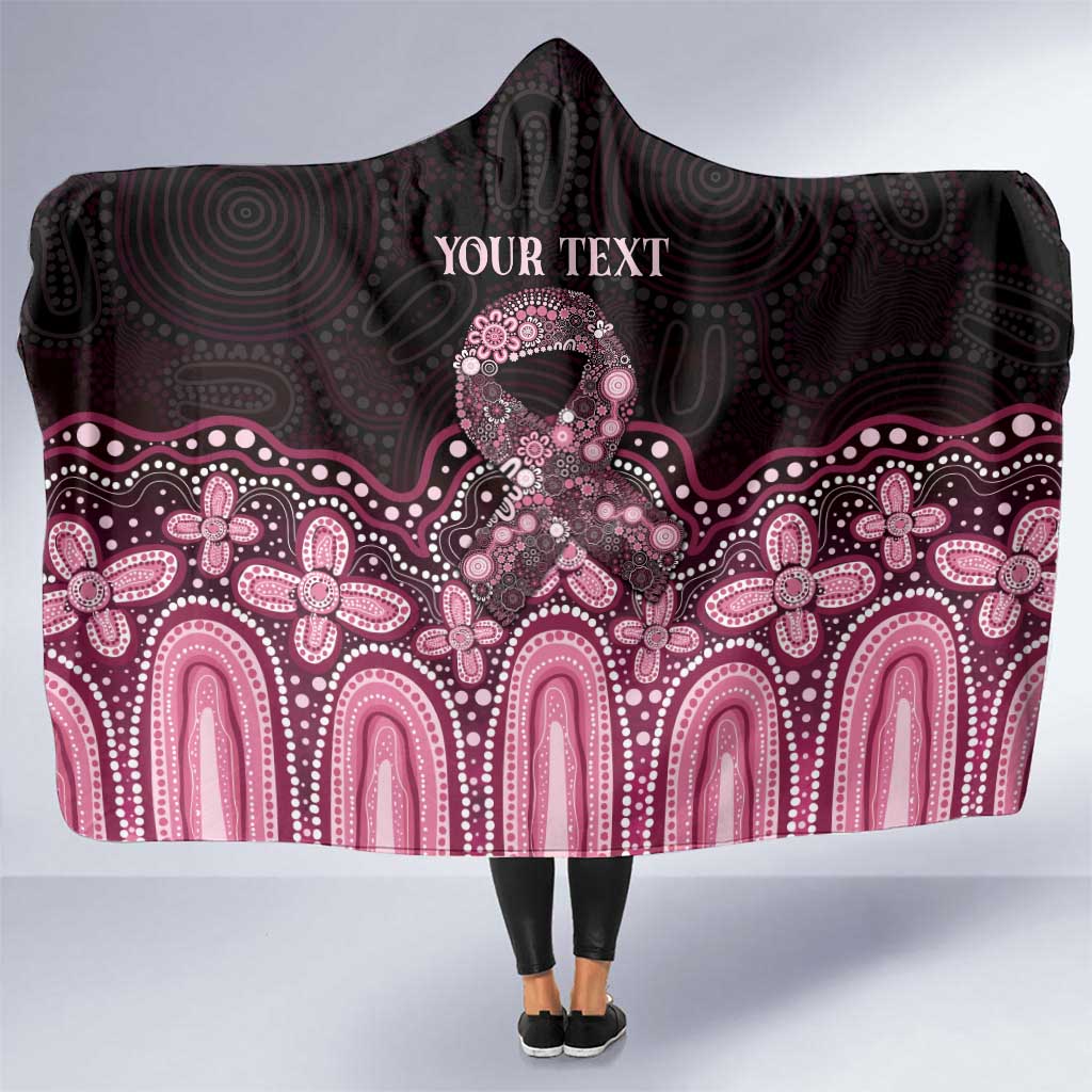 Australia Indigenous Personalized Hooded Blanket Aboriginal Pink Ribbon Art