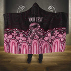 Australia Indigenous Personalized Hooded Blanket Aboriginal Pink Ribbon Art