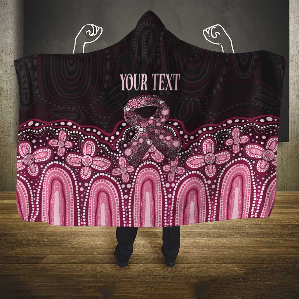 Australia Indigenous Personalized Hooded Blanket Aboriginal Pink Ribbon Art