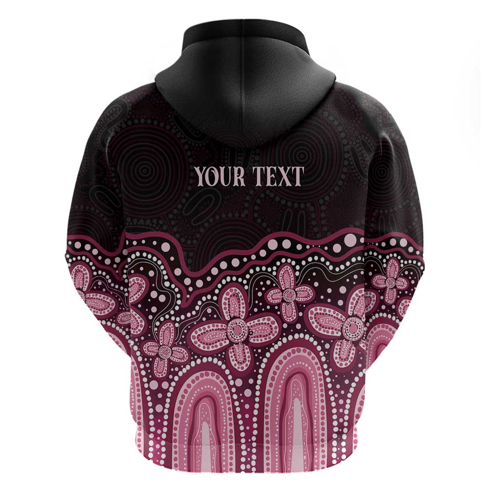 Australia Indigenous Personalized Hoodie Aboriginal Pink Ribbon Art