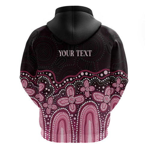 Australia Indigenous Personalized Hoodie Aboriginal Pink Ribbon Art