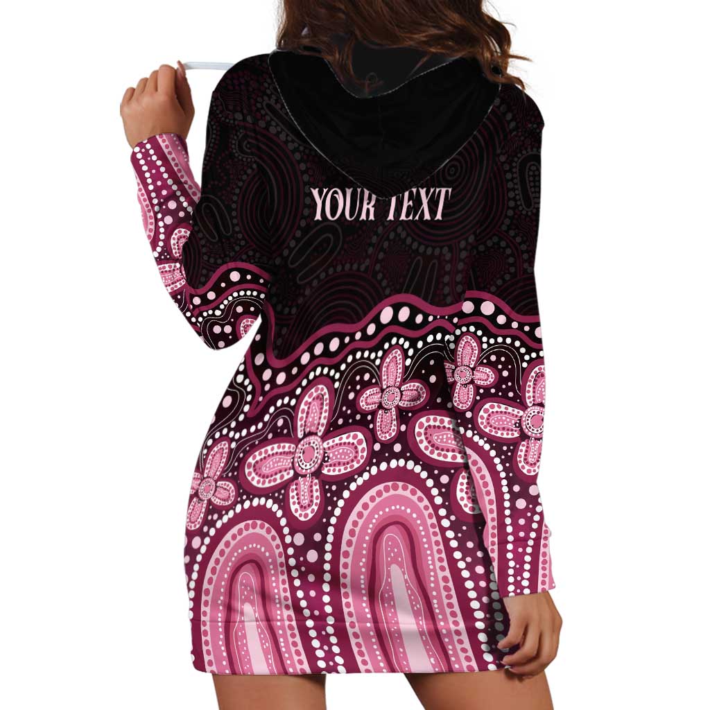 Australia Indigenous Personalized Hoodie Dress Aboriginal Pink Ribbon Art