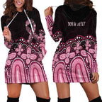 Australia Indigenous Personalized Hoodie Dress Aboriginal Pink Ribbon Art