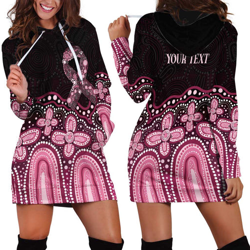 Australia Indigenous Personalized Hoodie Dress Aboriginal Pink Ribbon Art