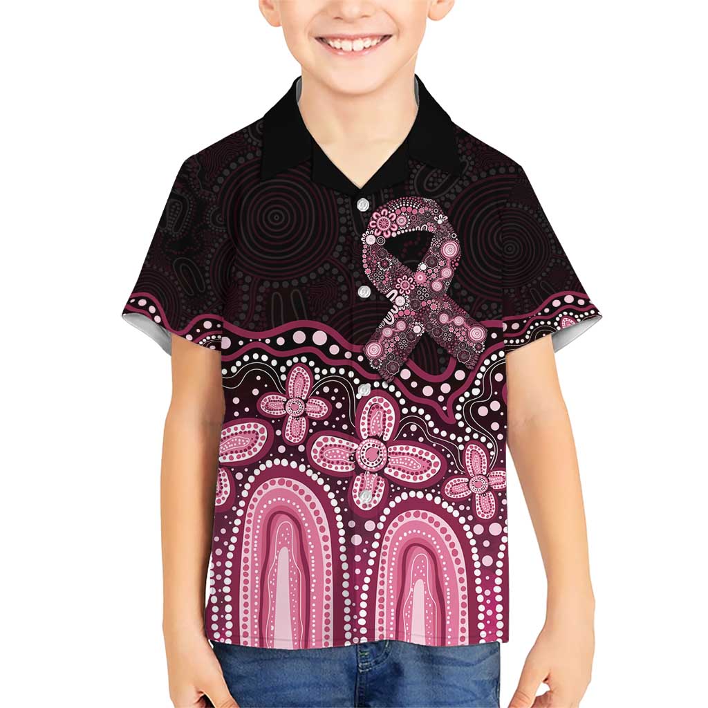 Australia Indigenous Personalized Kid Hawaiian Shirt Aboriginal Pink Ribbon Art