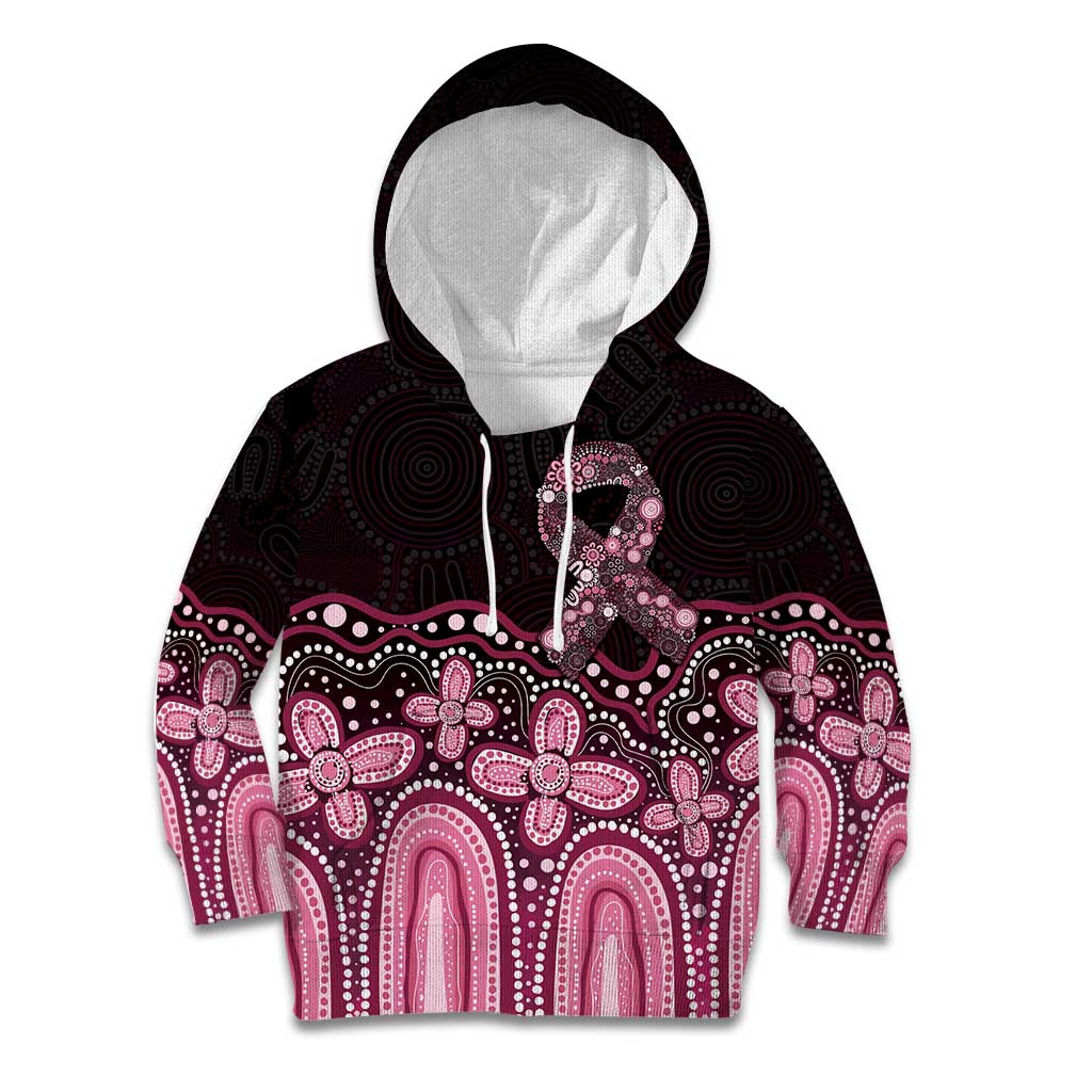 Australia Indigenous Personalized Kid Hoodie Aboriginal Pink Ribbon Art