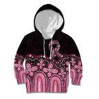 Australia Indigenous Personalized Kid Hoodie Aboriginal Pink Ribbon Art