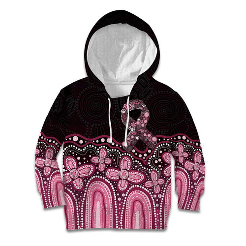 Australia Indigenous Personalized Kid Hoodie Aboriginal Pink Ribbon Art