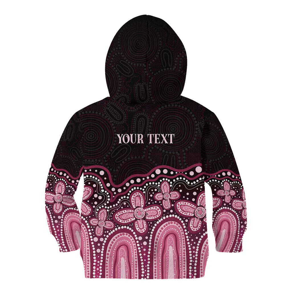 Australia Indigenous Personalized Kid Hoodie Aboriginal Pink Ribbon Art
