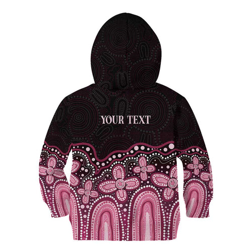 Australia Indigenous Personalized Kid Hoodie Aboriginal Pink Ribbon Art