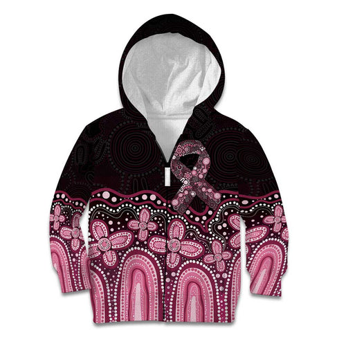 Australia Indigenous Personalized Kid Hoodie Aboriginal Pink Ribbon Art