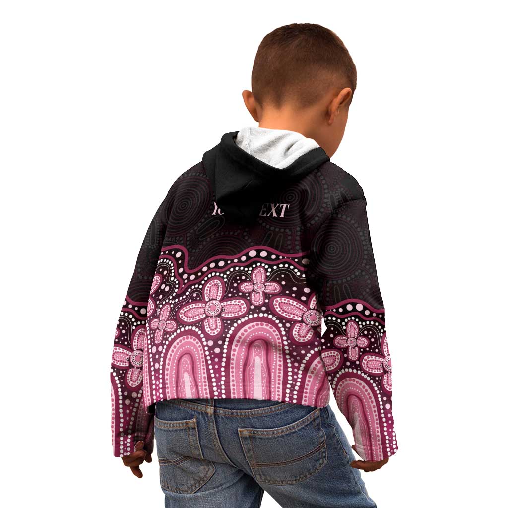 Australia Indigenous Personalized Kid Hoodie Aboriginal Pink Ribbon Art