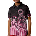 Australia Indigenous Personalized Kid Polo Shirt Aboriginal Pink Ribbon Art
