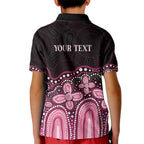 Australia Indigenous Personalized Kid Polo Shirt Aboriginal Pink Ribbon Art