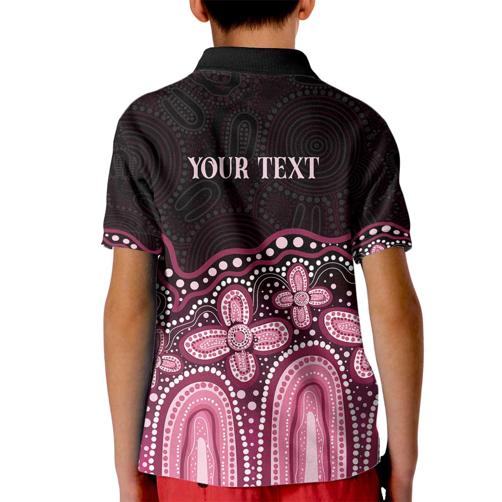 Australia Indigenous Personalized Kid Polo Shirt Aboriginal Pink Ribbon Art