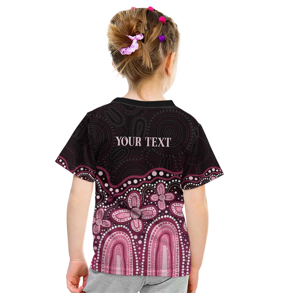 Australia Indigenous Personalized Kid T Shirt Aboriginal Pink Ribbon Art