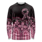 Australia Indigenous Personalized Long Sleeve Shirt Aboriginal Pink Ribbon Art