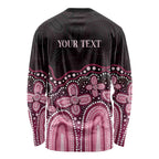 Australia Indigenous Personalized Long Sleeve Shirt Aboriginal Pink Ribbon Art