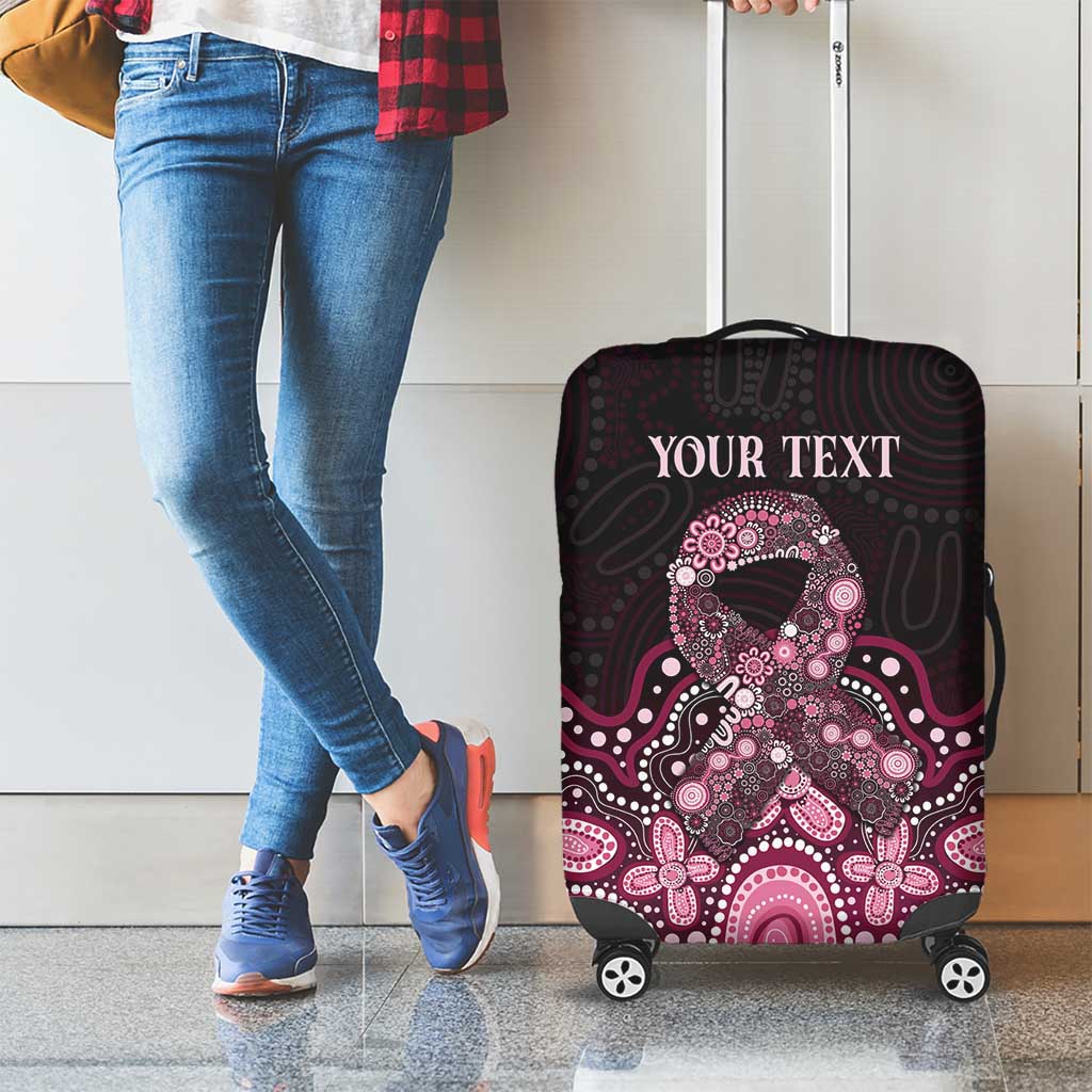 Australia Indigenous Personalized Luggage Cover Aboriginal Pink Ribbon Art