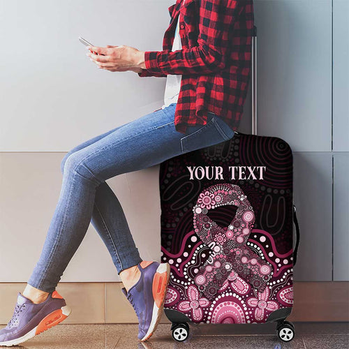 Australia Indigenous Personalized Luggage Cover Aboriginal Pink Ribbon Art