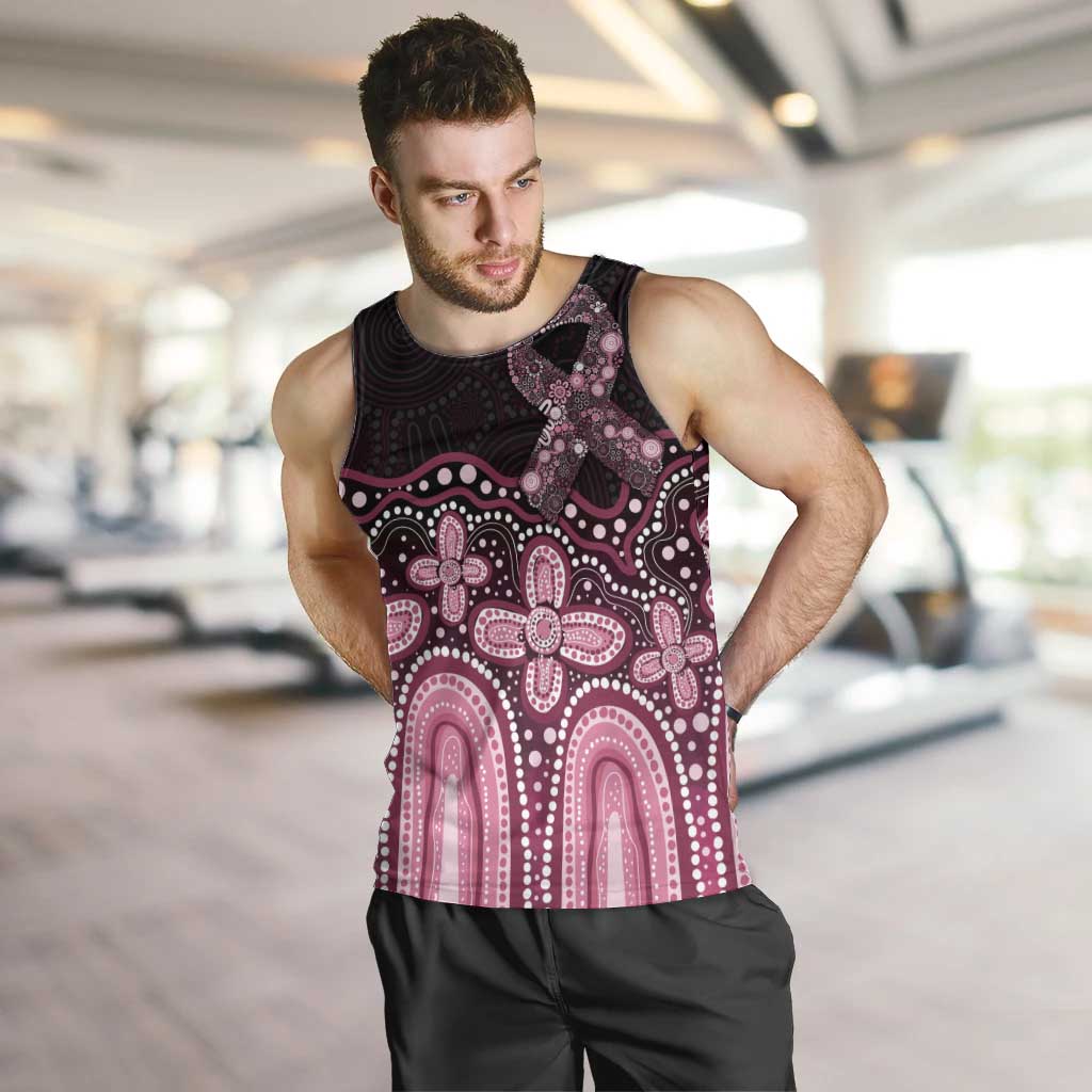 Australia Indigenous Personalized Men Tank Top Aboriginal Pink Ribbon Art
