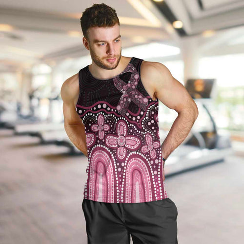 Australia Indigenous Personalized Men Tank Top Aboriginal Pink Ribbon Art