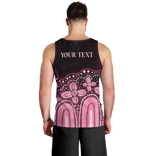 Australia Indigenous Personalized Men Tank Top Aboriginal Pink Ribbon Art