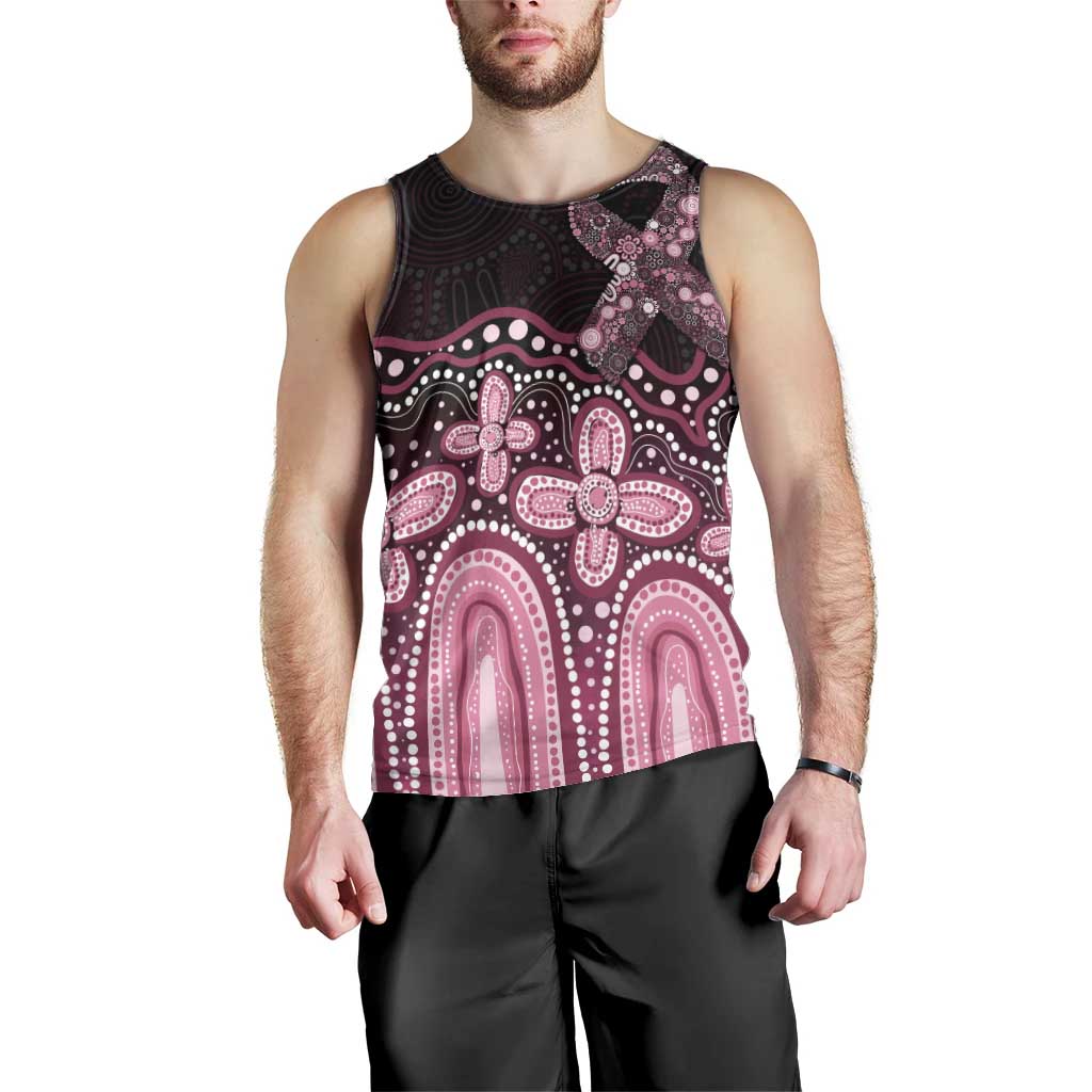 Australia Indigenous Personalized Men Tank Top Aboriginal Pink Ribbon Art