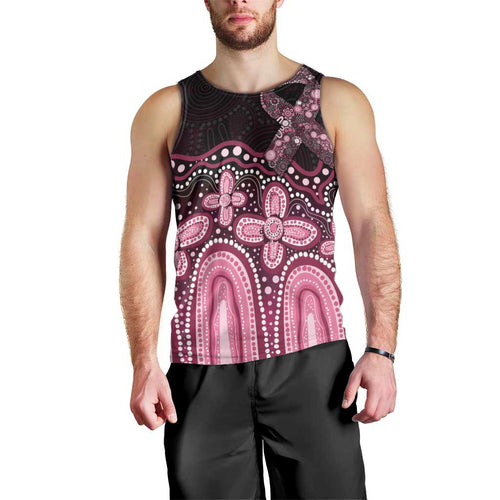 Australia Indigenous Personalized Men Tank Top Aboriginal Pink Ribbon Art