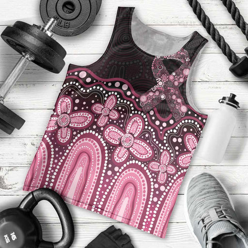 Australia Indigenous Personalized Men Tank Top Aboriginal Pink Ribbon Art