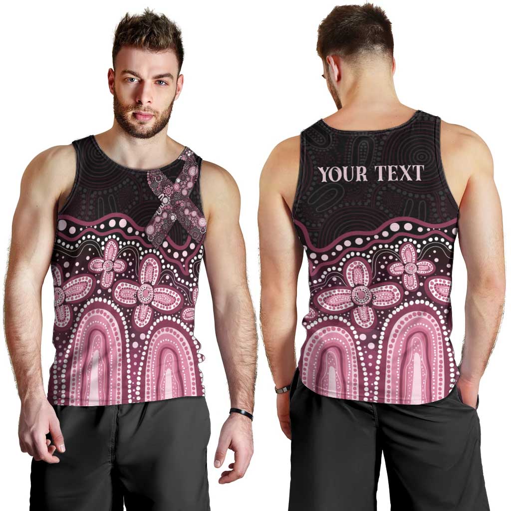 Australia Indigenous Personalized Men Tank Top Aboriginal Pink Ribbon Art