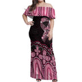 Australia Indigenous Personalized Off Shoulder Maxi Dress Aboriginal Pink Ribbon Art