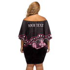 Australia Indigenous Personalized Off Shoulder Short Dress Aboriginal Pink Ribbon Art