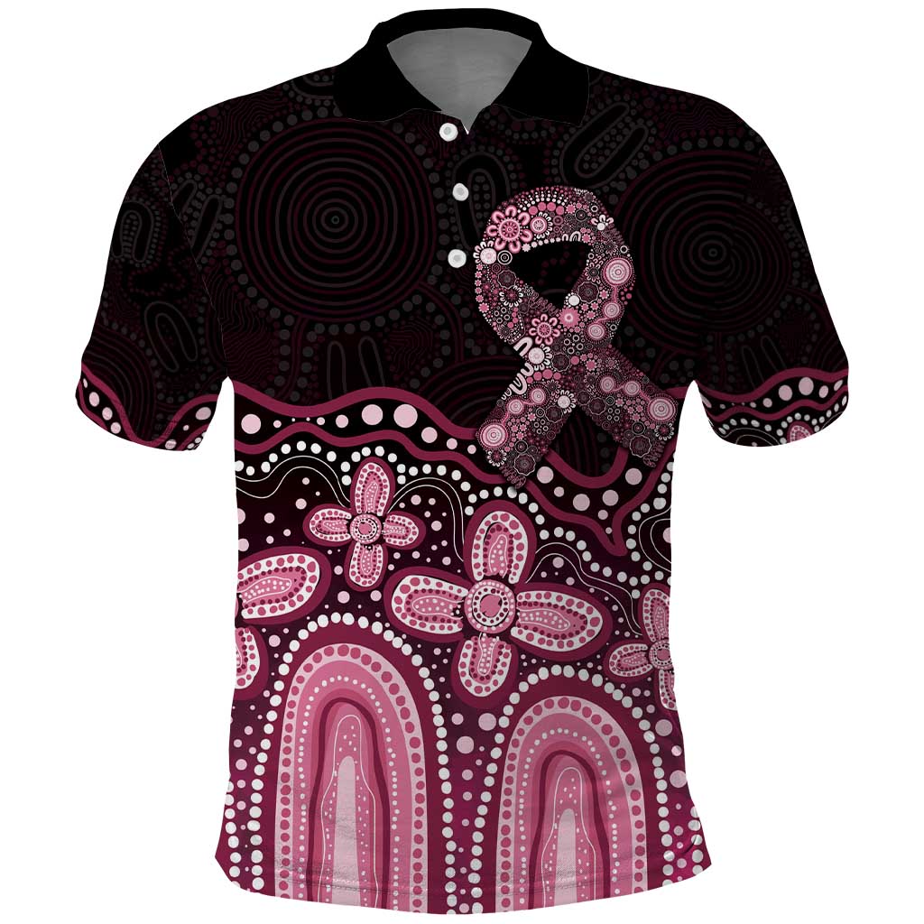 Australia Indigenous Personalized Polo Shirt Aboriginal Pink Ribbon Art