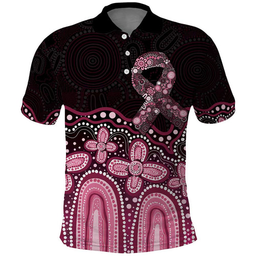 Australia Indigenous Personalized Polo Shirt Aboriginal Pink Ribbon Art