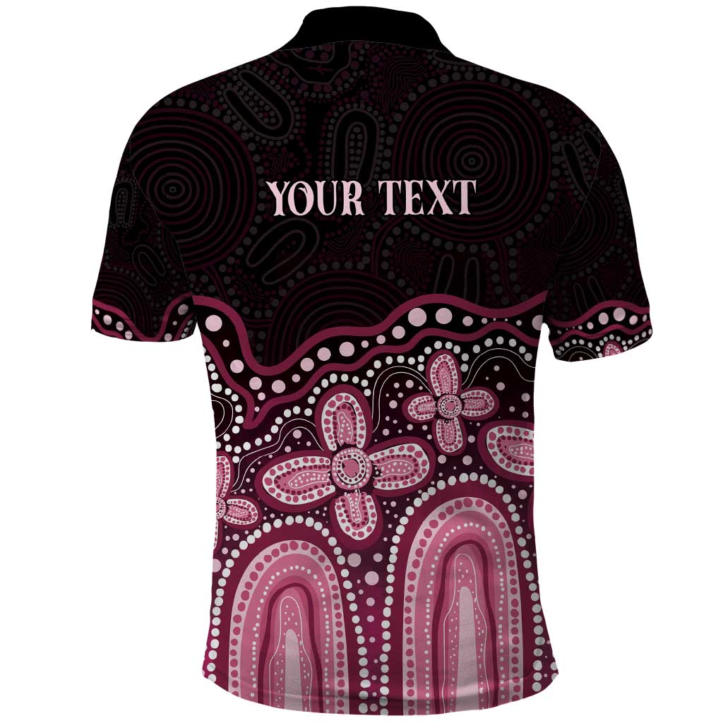 Australia Indigenous Personalized Polo Shirt Aboriginal Pink Ribbon Art