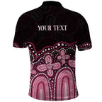 Australia Indigenous Personalized Polo Shirt Aboriginal Pink Ribbon Art
