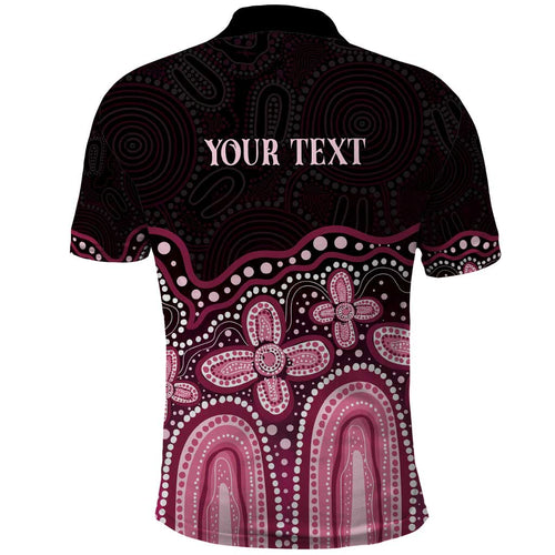 Australia Indigenous Personalized Polo Shirt Aboriginal Pink Ribbon Art