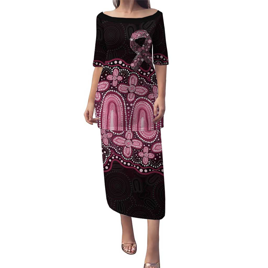 Australia Indigenous Personalized Puletasi Aboriginal Pink Ribbon Art