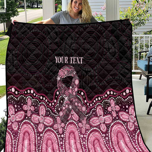 Australia Indigenous Personalized Quilt Aboriginal Pink Ribbon Art