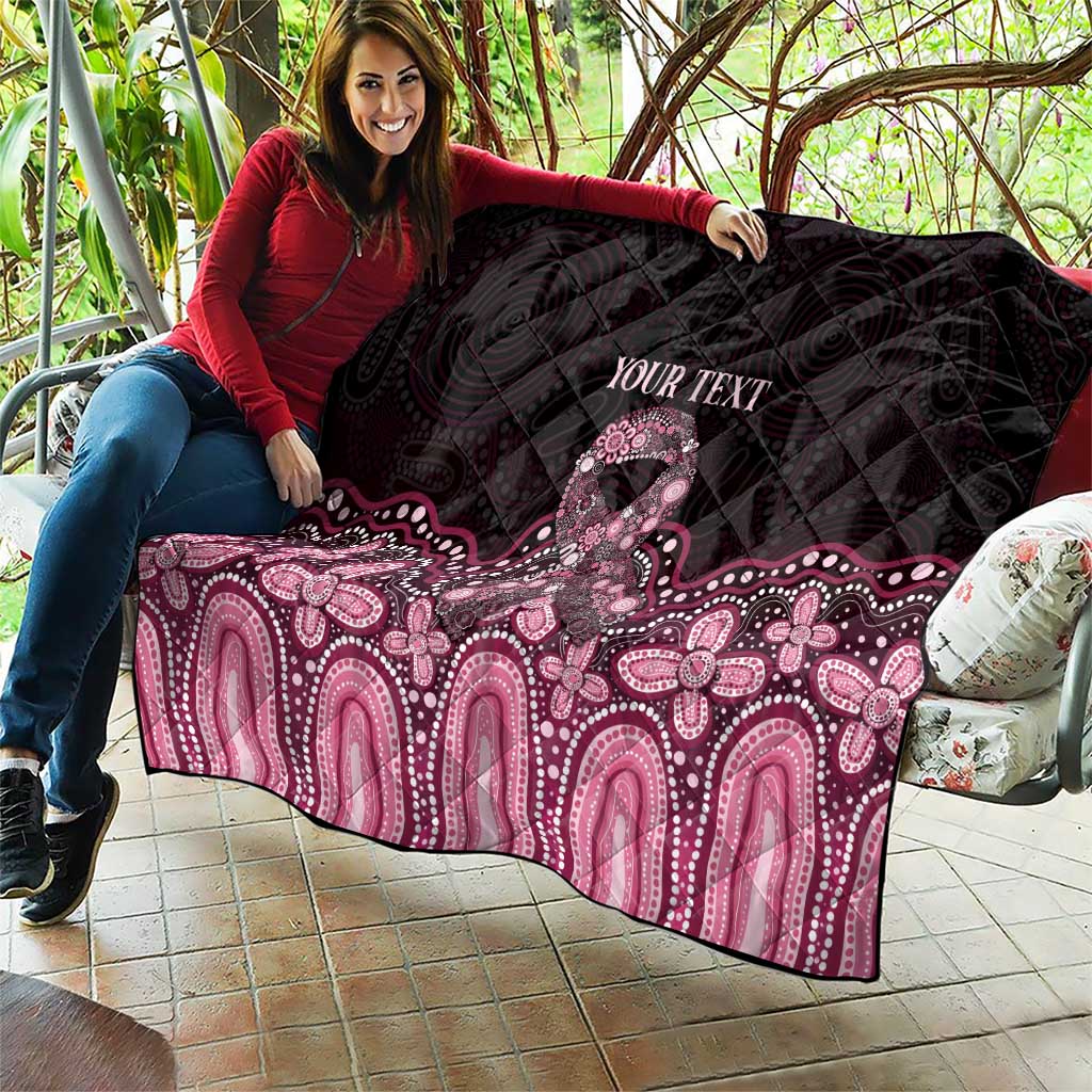 Australia Indigenous Personalized Quilt Aboriginal Pink Ribbon Art